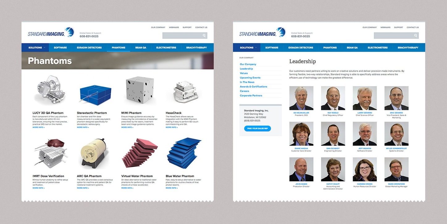 Standard Imaging Product Page Design